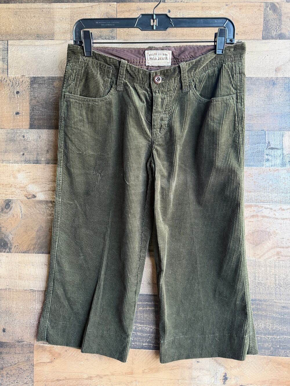 Vintage Ralph Lauren Polo Jeans Co. Olive Green Corduroy Cropped Pants – Size 8